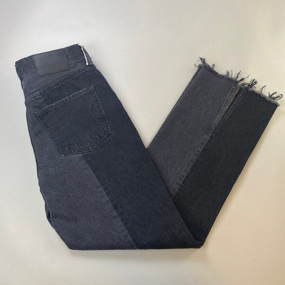 Moussy Vintage Jeans Women's 28 Black Gray Japan Panel Slit Fray Quiet Luxury